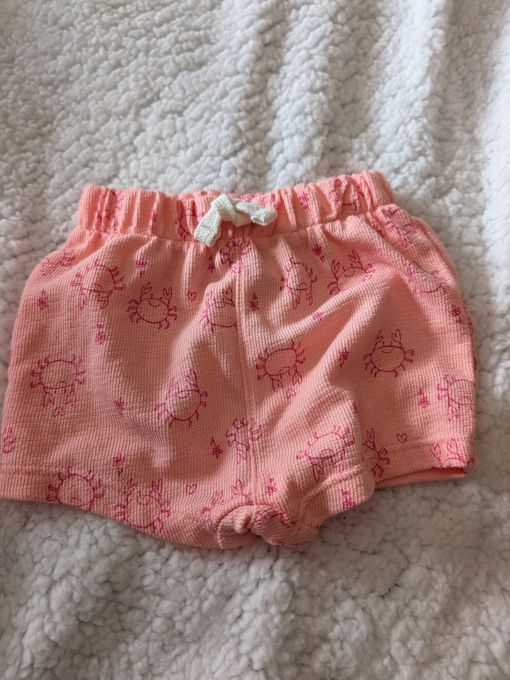 Carter's Peach-Pink Crab Print Shorts with Bow Tie
